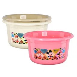 Aura Pink & Cream-Coloured 3 piece Abstract Plastic Bath Accessories Set-picture-34
