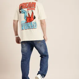 HERE&NOW Printed Drop-Shoulder Sleeves Pure Cotton T-shirt image 1