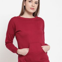 Belle Fille Women Maroon Solid Sweatshirt-picture-7