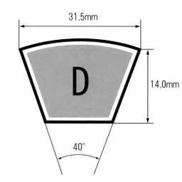 Mitsuboshi 220 inch 40° Offset Angle Rubber V Belt D Type Standard, D220 image 2
