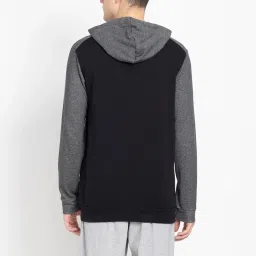 Adidas Black Cotton Regular Fit Colour Block Hooded Jacket image 2