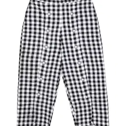Budding Bees Kids Black Cotton Plaid Pattern Trousers-image-85