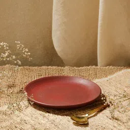 Fabindia Home Kadir Red Stoneware Quarter Plate (Dia 18cm)-image-42