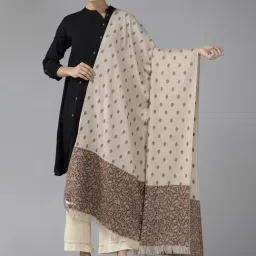 Cayman Beige & Brown Motifs Printed Shawl-picture-32