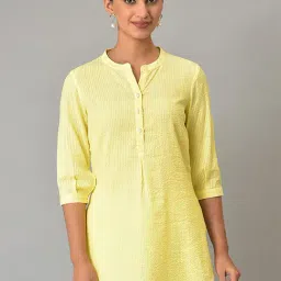 Aurelia Yellow Cotton Straight Short Kurti-picture-17