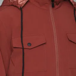 Allen Solly Maroon Cotton Regular Fit Hooded Jacket image 4