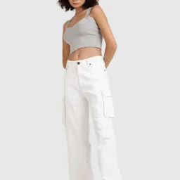 Bene Kleed White Cotton Mid Rise Flared Jeans image 4