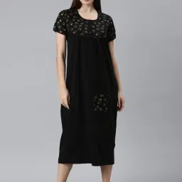 Kryptic Burgundy Printed Pure Cotton Maxi Night Dress image 2