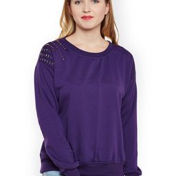 Belle Fille Women Purple Solid Sweatshirt-picture-12