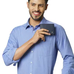 PERQUISITE Navy Casual Leather Bi-Fold Wallet for men image 2