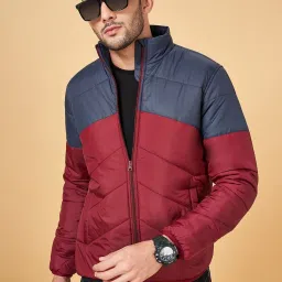 YU by Pantaloons Red Regular Fit Colour Block Puffer Jacket image 4