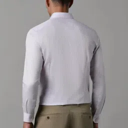 Louis Philippe Lilac Cotton Slim Fit Striped Shirt image 2