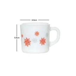 Cello White & Orange Glass Coffee Mug (0.1 L) - Set of 12 image 4