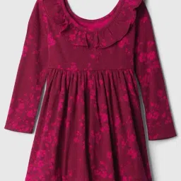 GAP Girls Plum Regular Fit Long Sleeves Floral Dress-picture-32