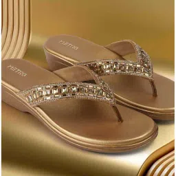 Metro Women's Golden Thong Wedges-picture-46