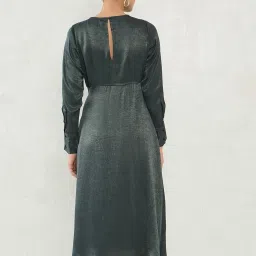 FEMMELLA Olive Regular Fit Solid Dress image 2