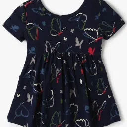 GAP Girls Navy Regular Fit Short Sleeves Printed Dress image 2