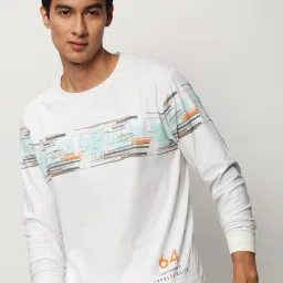 showoffff SHOWOFF White Slim Fit Printed Sweatshirt image 4