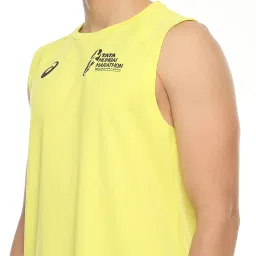 Asics TMM 2023 SM Yellow Regular Fit Sleeveless Sports T-Shirt image 4