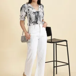 showoffff SHOWOFF Grey Printed Crop Top image 4