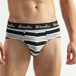 United Colors of Benetton Multi Regular Fit Striped Briefs - Pack of 2 image 4