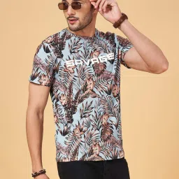 People by Pantaloons Blue Cotton Slim Fit Printed T-Shirt image 4