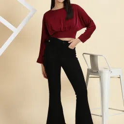 showoffff SHOWOFF Maroon Regular Fit Crop Top image 4