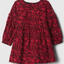 GAP Girls Red Regular Fit Long Sleeves Floral Dress-picture-23