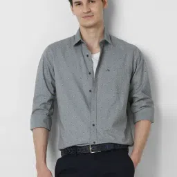 Peter England Grey Cotton Slim Fit Printed Shirt-picture-47