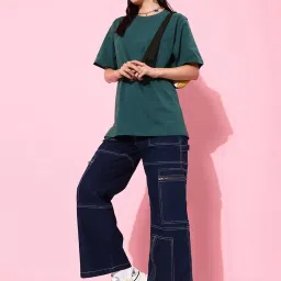 Dillinger Green Cotton Graphic Print Oversized T-Shirt image 4