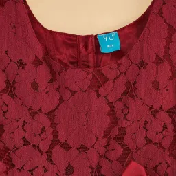 YU by Pantaloons Kids Maroon Applique Dress image 4