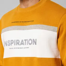Cantabil Mustard Regular Fit Printed Round Neck Sweatshirt image 4