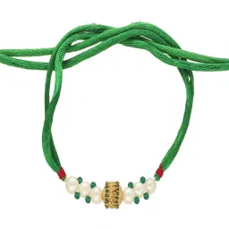 Sri Jagdamba Pearls Alluring Gold Plated Pearl Rakhi for Beloved Brother image 2