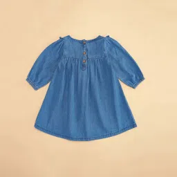 Pantaloons Baby Blue Cotton Embroidered Full Sleeves Dress image 4