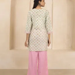 Shuddhi Mint Green Cotton Printed Kurti image 2