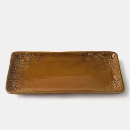 Fabindia Home Chintz Ochre Ceramic Casted Large Platter image 4