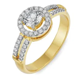 Emori 14k Yellow Gold & Diamond Lily Halo Engagement Ring image 2