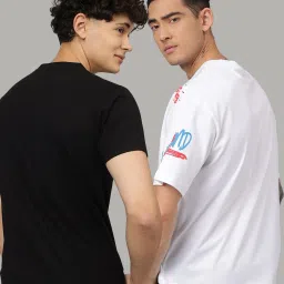 Free Authority Black & White Regular Fit Dc Comics Printed Crew T-Shirt - Pack of 2 image 2