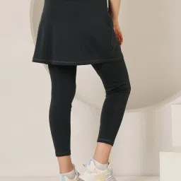 Clovia Grey Regular Fit High Rise Tights With Skirt image 2