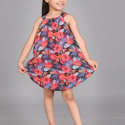 Creative Kid's Girls Navy & Pink Floral Dress-image-98