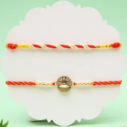 Aapno Rajasthan Set Of 2 Artificial Beaded Kalash Motif Thread Rakhis-picture-30