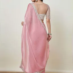 Soch Blush Pink Embroidered Saree With Unstitched Blouse image 2