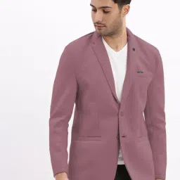 SHOWOFFFF Mauve Cotton Solid Slim Fit Blazer-picture-38