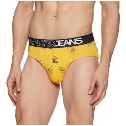 UnderJeans by Spykar Yellow Printed Briefs - Pack of 2 image 3