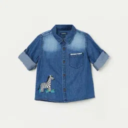 Juniors by Lifestyle Blue Cotton Embroidered Full Sleeves Shirt-picture-36