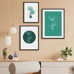 999Store Green & Teal Canvas Minimalist Leaf Illustrations Botanical Wall Art - Set of 3-picture-40