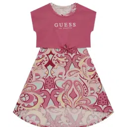 Guess Kids Scared Pink Logo Regular Fit Dress image 1