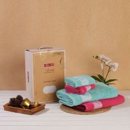 Spaces dark pink 100% cotton nuzzle towel combo-picture-25