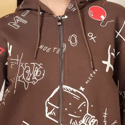 R.Code by The Roadster Life Co. Women Printed Hooded Front-Open Sweatshirt image 3