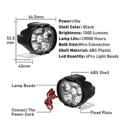 IIVAAS White 12 V Round 6 LED Fog Light Head Lamp (Pack of 2) image 3